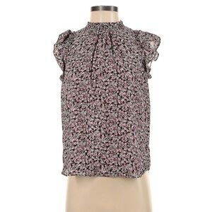 LOFT Black and Pink Floral Blouse